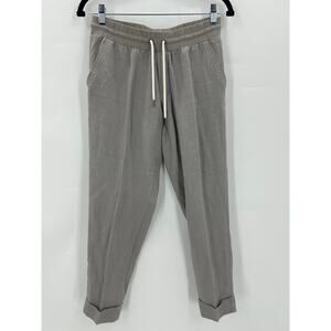 Athleta 100% Linen Khaki‎ Pull On Cropped Lightweight Flowy Pants Womens Size 4